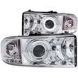 Load image into Gallery viewer, ANZO 1994-2001 Dodge Ram Projector Headlights w/ Halo Chrome - Main Product View