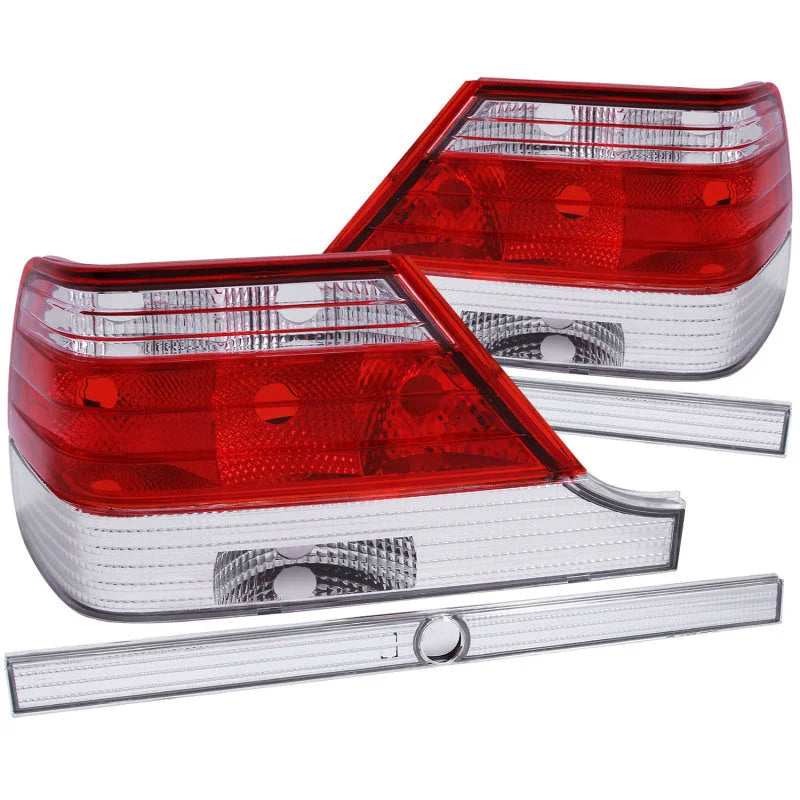 ANZO 1995-1999 Mercedes Benz S Class W140 Taillights Red/Clear - Main Product View
