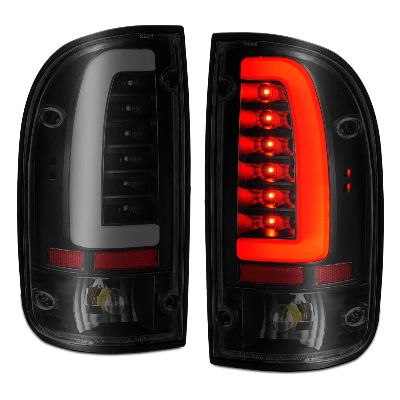 ANZO 1995-2000 Toyota Tacoma LED Taillights Black Housing Smoke Lens (Pair) - Back View
