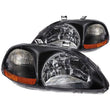 Load image into Gallery viewer, ANZO 1996-1998 Honda Civic Crystal Headlights Black - Side View