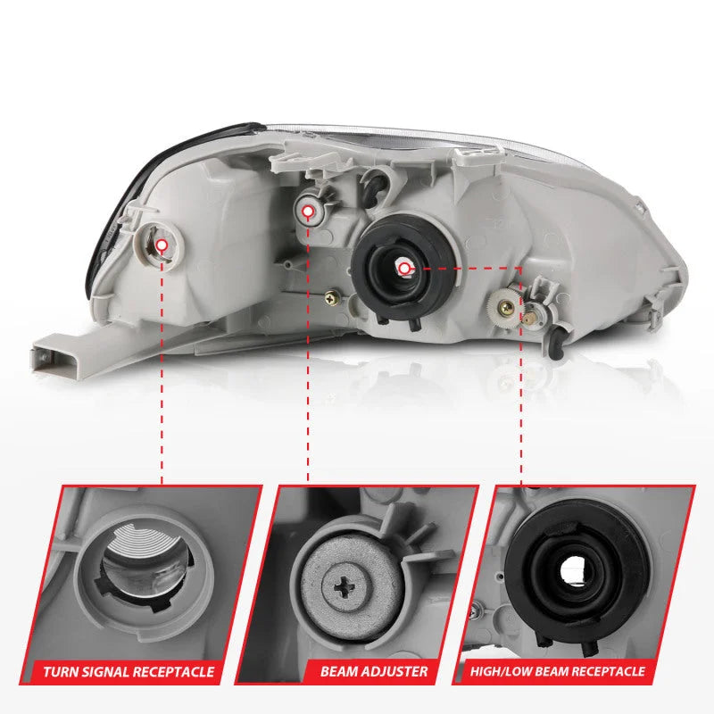 ANZO 1996-1998 Honda Civic Crystal Headlights Black - Additional View 5