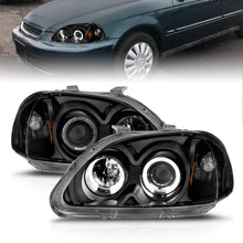 Load image into Gallery viewer, ANZO 1996-1998 Honda Civic Projector Headlights w/ Halo Black - Additional View 6