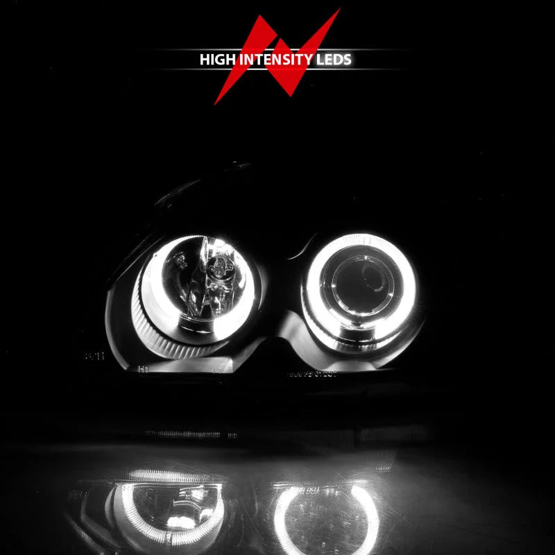 ANZO 1996-1998 Honda Civic Projector Headlights w/ Halo Black - Additional View 8