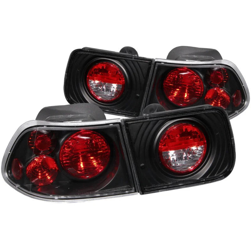ANZO 1996-2000 Honda Civic Coupe Taillights Black - Main Product View