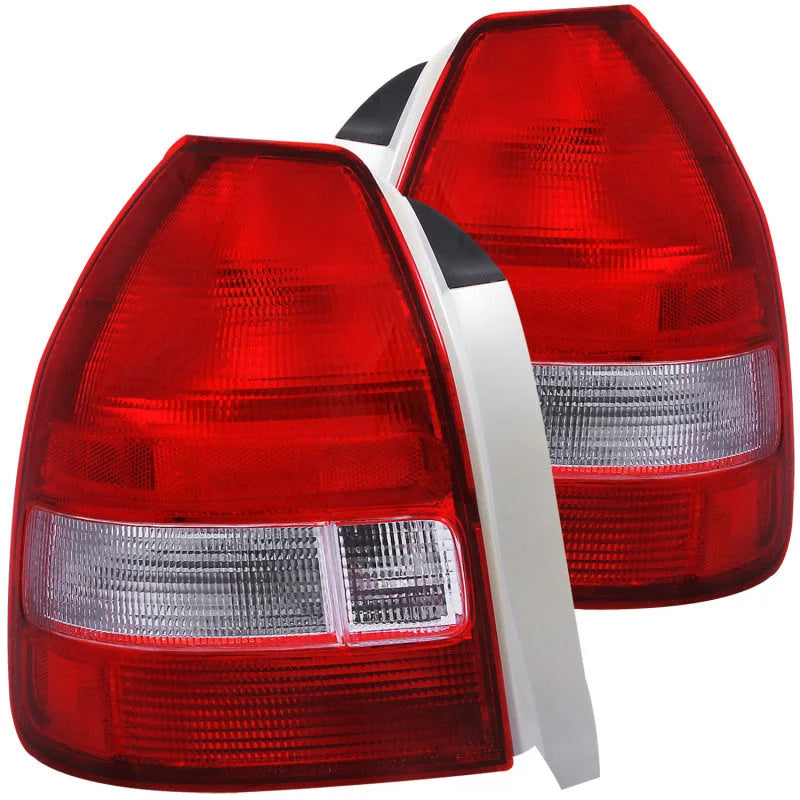 ANZO 1996-2000 Honda Civic Taillights Red/Clear - Main Product View
