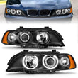 Load image into Gallery viewer, ANZO 1997-2001 BMW 5 Series Projector Headlights w/ Halo Black - Side View