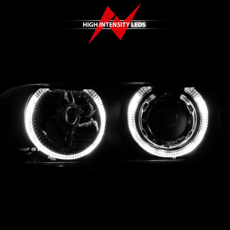 ANZO 1997-2001 BMW 5 Series Projector Headlights w/ Halo Black - Back View