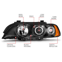 Load image into Gallery viewer, ANZO 1997-2001 BMW 5 Series Projector Headlights w/ Halo Black - Installation View