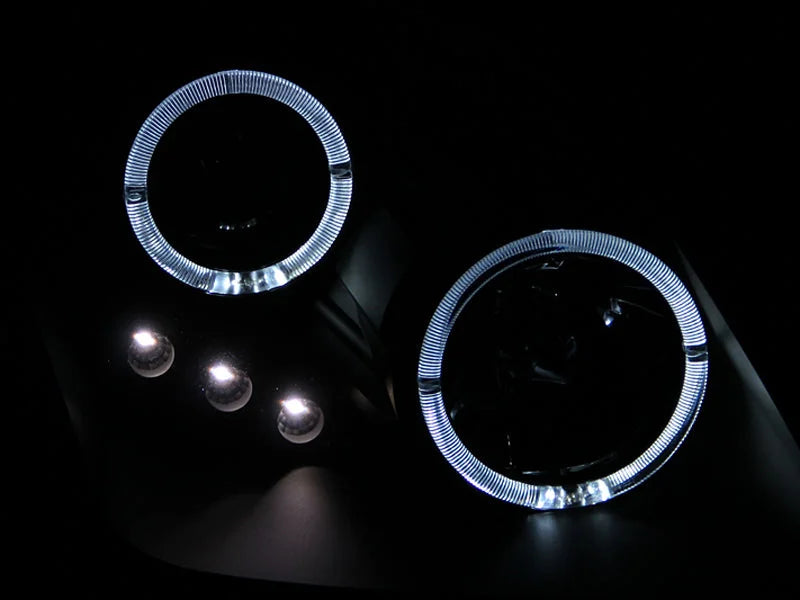 ANZO 1997-2001 Honda Prelude Projector Headlights w/ Halo Black w/ LED - Side View