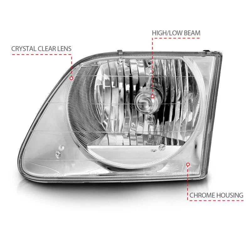 ANZO 1997-2003 Ford F-150 Crystal Headlights Chrome - Additional View 6