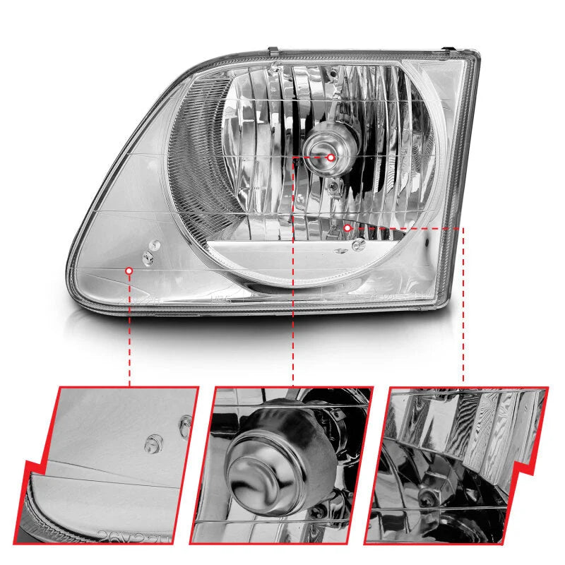 ANZO 1997-2003 Ford F-150 Crystal Headlights Chrome - Additional View 7