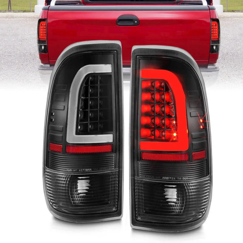 ANZO 1997-2003 Ford F-150 LED Tail Lights w/ Light Bar Black Housing Clear Lens - Main Product View