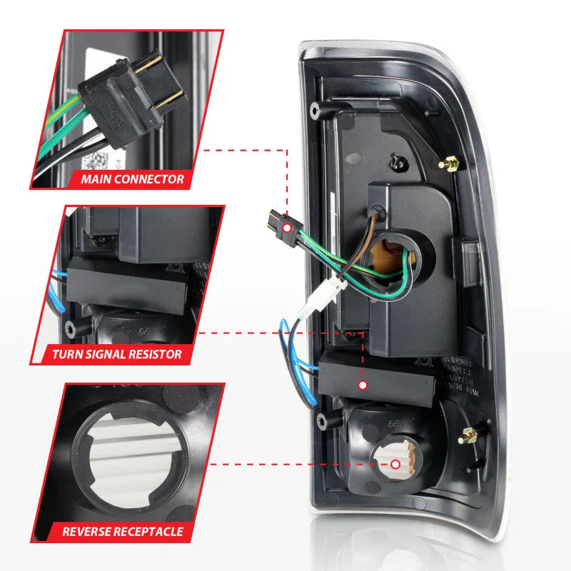 ANZO 1997-2003 Ford F-150 LED Tail Lights w/ Light Bar Black Housing Clear Lens - Additional View 6