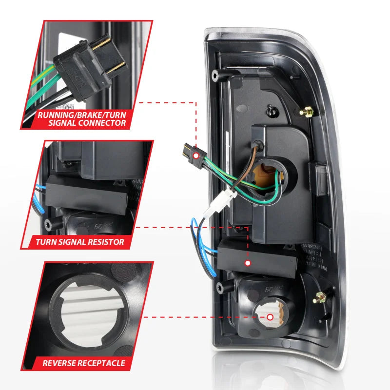 ANZO 1997-2003 Ford F-150 LED Tail Lights w/ Light Bar Black Housing Smoke Lens - Installation View