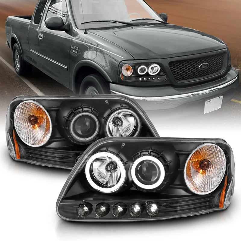 ANZO 1997-2003 Ford F-150 Projector Headlights w/ Halo Black (CCFL) - Main Product View