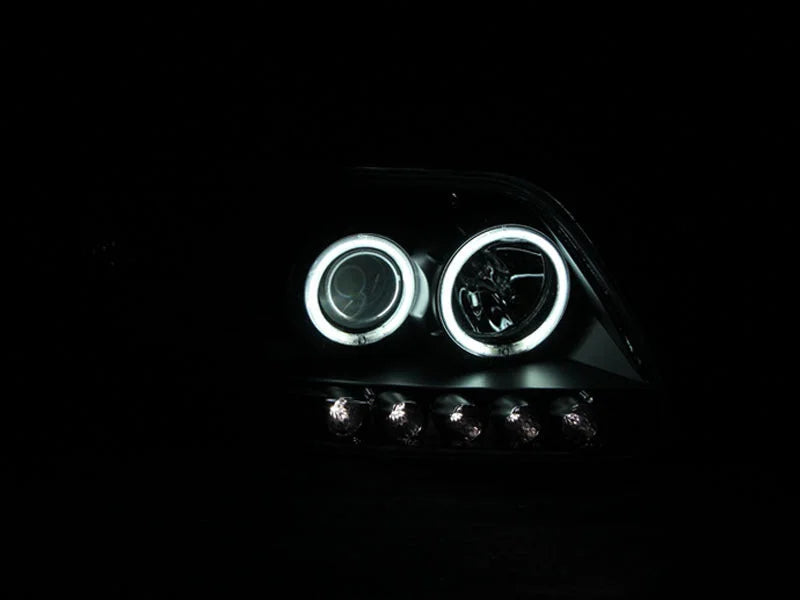 ANZO 1997-2003 Ford F-150 Projector Headlights w/ Halo Black (CCFL) - Installation View