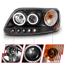 Load image into Gallery viewer, ANZO 1997-2003 Ford F-150 Projector Headlights w/ Halo Black (CCFL) - Additional View 5