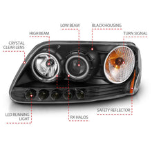 Load image into Gallery viewer, ANZO 1997-2003 Ford F-150 Projector Headlights w/ Halo Black (CCFL) - Additional View 7