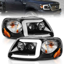Load image into Gallery viewer, ANZO 1997-2003 Ford F-150 Projector Headlights w/ Light Bar Black Housing - Main Product View