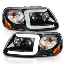Load image into Gallery viewer, ANZO 1997-2003 Ford F-150 Projector Headlights w/ Light Bar Black Housing - Side View