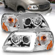 Load image into Gallery viewer, ANZO 1997-2003 Ford F-150 Projector Headlights w/ Light Bar Chrome Housing - Main Product View