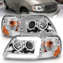 Load image into Gallery viewer, ANZO 1997-2003 Ford F-150 Projector Headlights w/ Light Bar Chrome Housing - Main Product View