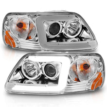 Load image into Gallery viewer, ANZO 1997-2003 Ford F-150 Projector Headlights w/ Light Bar Chrome Housing - Side View