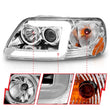 Load image into Gallery viewer, ANZO 1997-2003 Ford F-150 Projector Headlights w/ Light Bar Chrome Housing - Back View