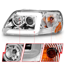 Load image into Gallery viewer, ANZO 1997-2003 Ford F-150 Projector Headlights w/ Light Bar Chrome Housing - Back View