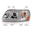 Load image into Gallery viewer, ANZO 1997-2003 Ford F-150 Projector Headlights w/ Light Bar Chrome Housing - Additional View 5