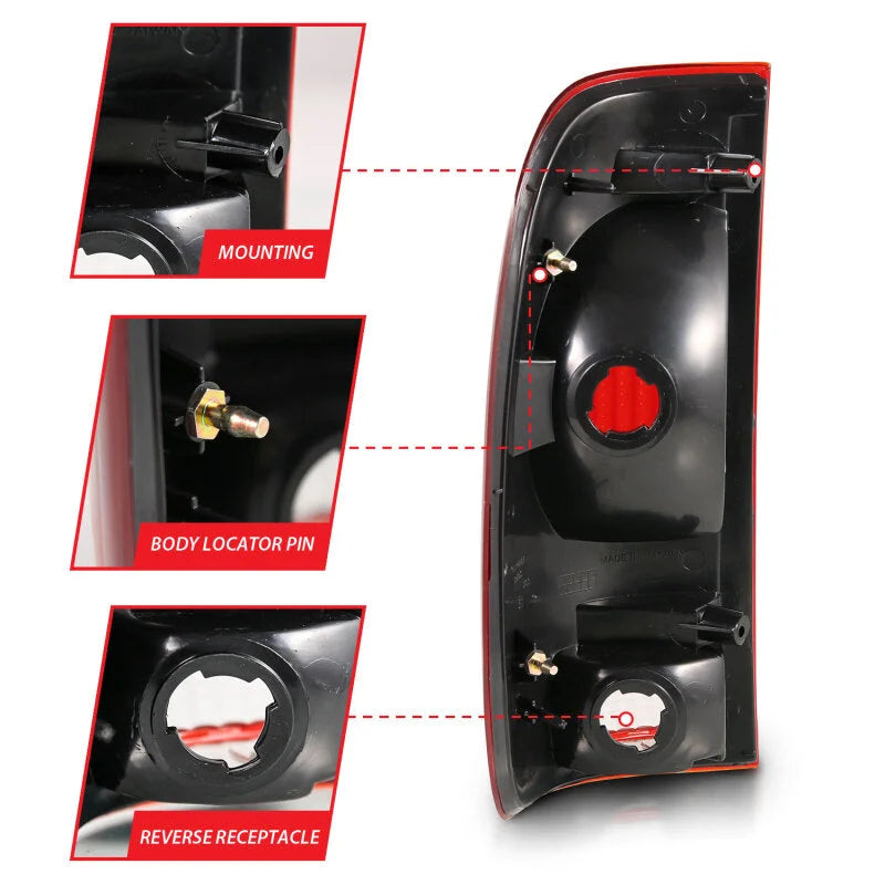 ANZO 1997-2003 Ford F-150 Taillight Red/Clear Lens (OE Replacement) - Back View