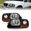 Load image into Gallery viewer, ANZO 1997-2003 Ford F150 Crystal Headlight Black w/ Parking Light - Main Product View