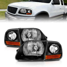 Load image into Gallery viewer, ANZO 1997-2003 Ford F150 Crystal Headlight Black w/ Parking Light - Main Product View