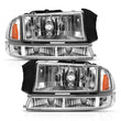 Load image into Gallery viewer, ANZO 1997-2004 Dodge Dakota Crystal Headlight Set Chrome Amber - Side View
