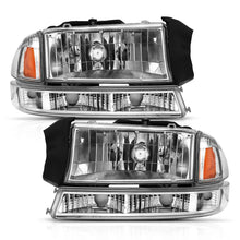 Load image into Gallery viewer, ANZO 1997-2004 Dodge Dakota Crystal Headlight Set Chrome Amber - Side View