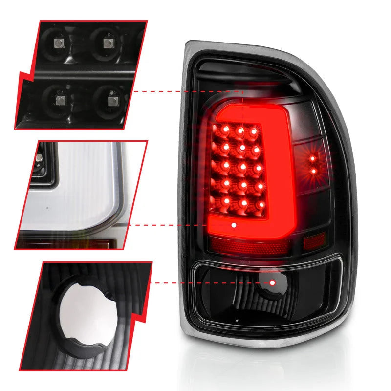 ANZO 1997-2004 Dodge Dakota LED Taillights Black Housing Clear Lens Pair - Additional View 6