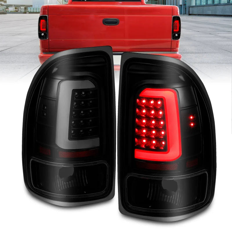 ANZO 1997-2004 Dodge Dakota LED Taillights Black Housing Smoke Lens Pair - Main Product View