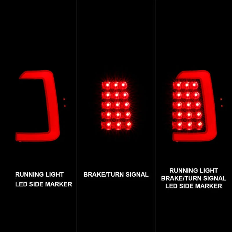 ANZO 1997-2004 Dodge Dakota LED Taillights Black Housing Smoke Lens Pair - Additional View 5