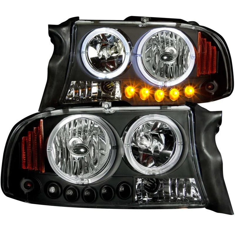 ANZO 1997-2004 Dodge Dakota Projector Headlights w/ Halo Black 1 pc - Main Product View