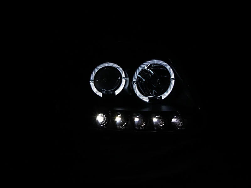 ANZO 1997.5-2003 Ford F-150 Projector Headlights w/ Halo and LED Black 1pc - Side View
