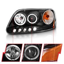 Load image into Gallery viewer, ANZO 1997.5-2003 Ford F-150 Projector Headlights w/ Halo and LED Black 1pc - Installation View