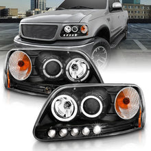 Load image into Gallery viewer, ANZO 1997.5-2003 Ford F-150 Projector Headlights w/ Halo and LED Black 1pc - Additional View 5