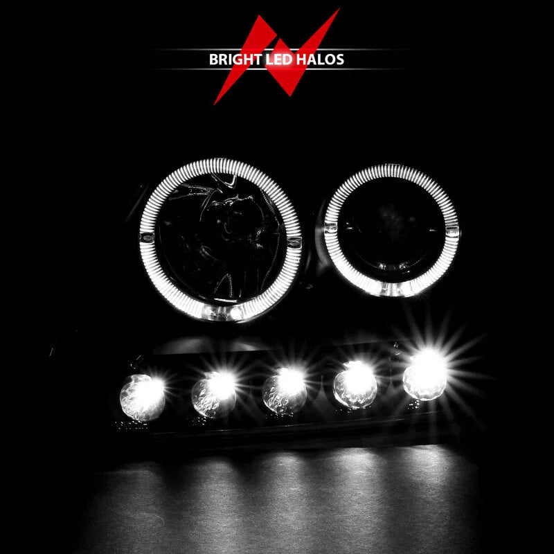 ANZO 1997.5-2003 Ford F-150 Projector Headlights w/ Halo and LED Black 1pc - Additional View 7
