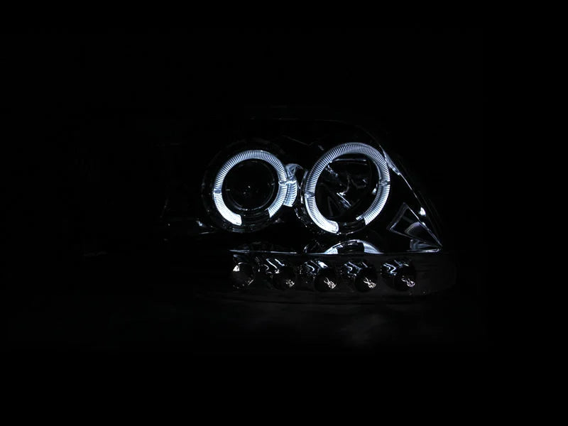 ANZO 1997.5-2003 Ford F-150 Projector Headlights w/ Halo and LED Chrome 1pc - Back View
