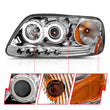 Load image into Gallery viewer, ANZO 1997.5-2003 Ford F-150 Projector Headlights w/ Halo Chrome 1pc - Installation View