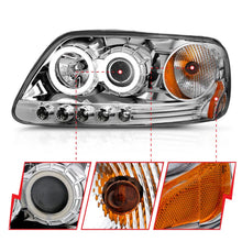 Load image into Gallery viewer, ANZO 1997.5-2003 Ford F-150 Projector Headlights w/ Halo Chrome 1pc - Installation View
