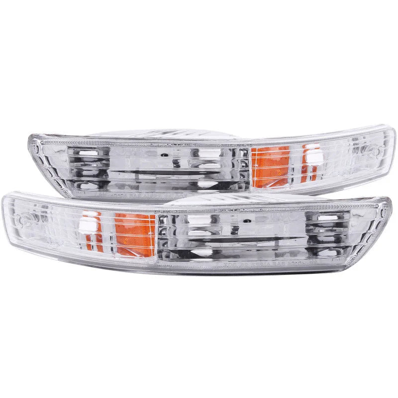 ANZO 1998-2001 Acura Integra Euro Parking Lights Chrome w/ Amber Reflector - Main Product View