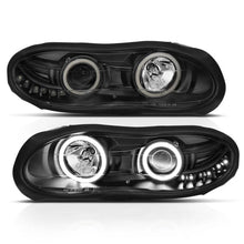 Load image into Gallery viewer, ANZO 1998-2002 Chevrolet Camaro Projector Headlights w/ Halo Black - Installation View