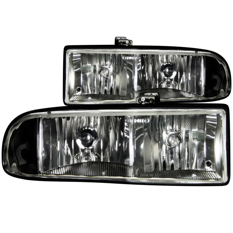 ANZO 1998-2005 Chevrolet S-10 Crystal Headlights Black - Main Product View