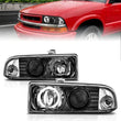 Load image into Gallery viewer, ANZO 1998-2005 Chevrolet S-10 Projector Headlights w/ Halo Black - Side View